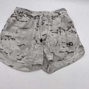 NFQ Shorts Women's Small Gray Camo Athletic Pull On Training Performance P12